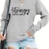 QYZ-Top Stronger Than The Storm Long Sleeve Sweatshirt Inspirational Positive Quotes Motivational Graphic Pullover Sweater