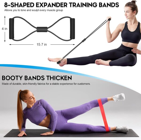 Resistance Bands Set 17pcs, Resistance Band, Exercise Bands Fitness Workout with Wide Handles, Door Anchor, Steel Clasp, Carry Bag, Ankle Straps for Home Gym Outdoor Travel