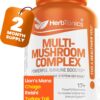 Herbtonics All-in-One Mushroom Supplement for Immune System Support | Nootropic Brain Support Supplement with Lion's Mane, Cordyceps, Reishi | Powerful Mushroom Complex | 120 Vegan Capsules