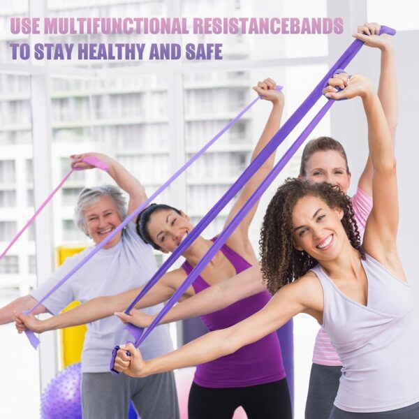 Resistance Bands for Physical Therapy Women, Extended Exercise Stretch Bands for Yoga, Pilates, Rehab, Fitness and Strength Training, Elastic Workout Bands with Training Poster
