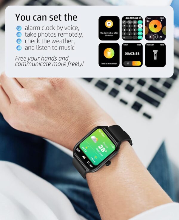 Smart Watches for Men Women with Bluetooth Call, Activity Fitness Tracker 1.96" HD Full Touch Screen with Heart Rate/Sleep Monitor,Waterproof Smartwatches for iOS Android Black