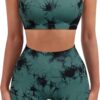 SUUKSESS Women Seamless Workout Sets Strappy Sports Bra High Waist Booty Shorts Outfits