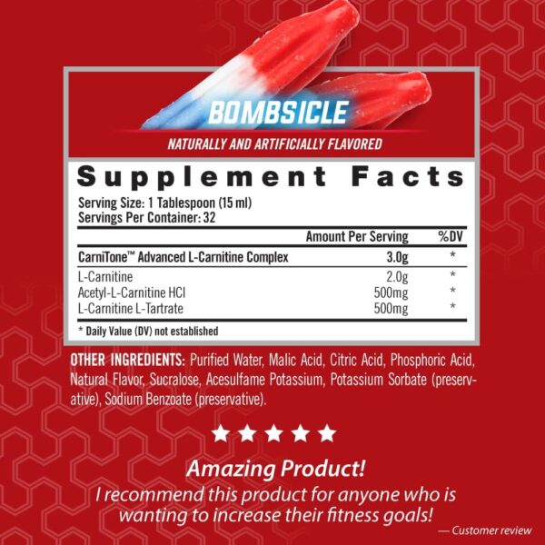 iSatori L-Carnitine LS3 3000, Liquid L-Carnitine with Acetyl L-Carnitine, L-Carnitine L-Tartrate, Stimulant Free Pre Workout, No Calories, Sugar, Gluten, Keto-Friendly, Bombsicle Flavor (32 Servings)