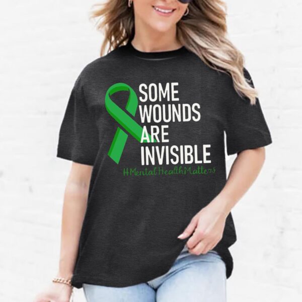 Womens Mental Health Matters Shirts Green Ribbon Awareness T-Shirt Inspirational Tee Top