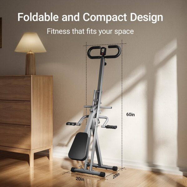 UMAY Squat Machine for Home, Foldable Exercise Equipment, Squat Rowing Machine with 5-Level Adjustable Seat