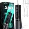 Water Dental Flosser Teeth Pick: Portable Cordless Water Dental Piks 300ML Rechargeable Picks Pik IPX7 Waterproof Oral Irrigator Travel Flossers Teeth Cleaning Gum Care Deep Flossing for Home Shower