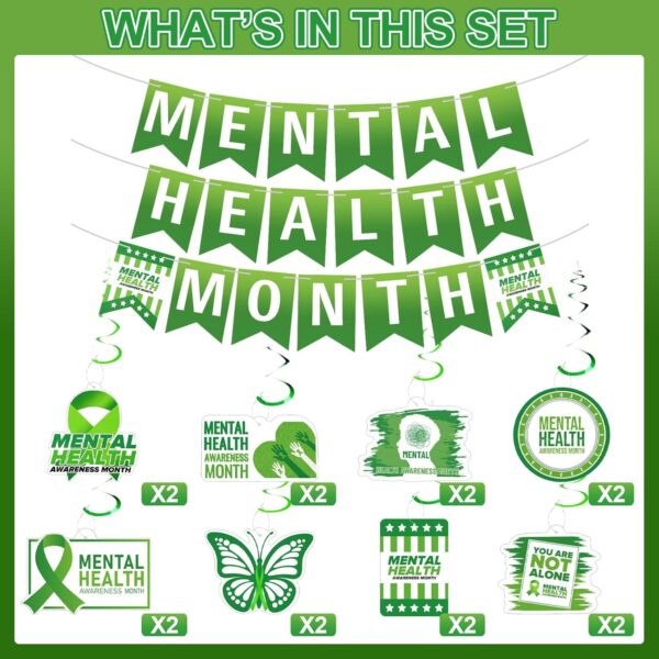 35 Pcs Mental Month Decorations Including Mental Month Banner Mental Month Hanging Swirls Wall Decor Holiday Celebrating Events for Festival Supplies