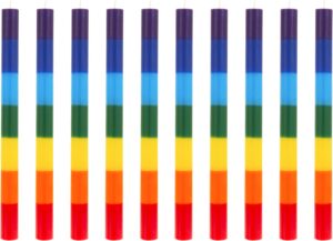 Mega Candles 10 pcs Unscented Multi Color Straight Taper Chakra Candles, Hand Poured Premium Wax Candle 12 Inch x 1 Inch, 100% Cotton Wick, Positive Healing Energy, Meditation, Relaxation, Reiki, Yoga