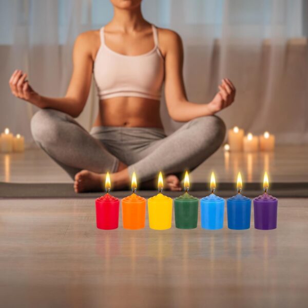 MEGA CANDLES Unscented Assorted Color Chakra Candle, Hand Poured Premium Wax Candles