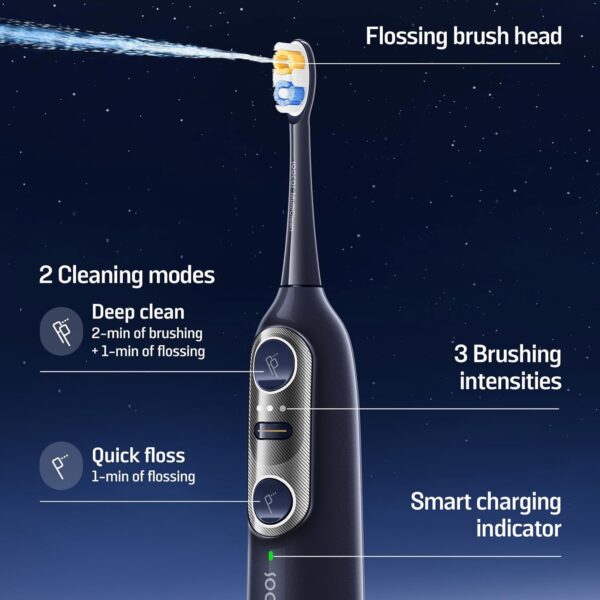 Soocas NEOS II - Electric Toothbrush with Water Flosser, Sonic Electric Toothbrush for Adults, Water Flosser for Teeth, Portable Cordless Oral Irrigator, 100% Plaque Removal, Dark Violet