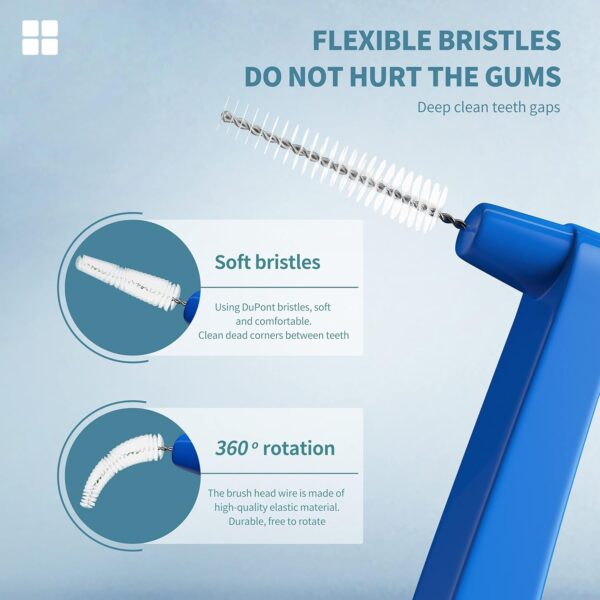 80 Count Interdental Brush Cleaners Dental Brushes Toothpick Tooth Flossing Head Oral Hygiene Angle with Portable Case Easy Use for Cleaning(Blue, Standard)