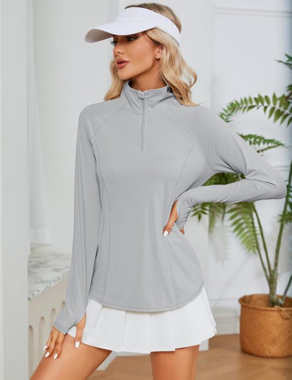 LOMON Women Long Sleeve Shirts Sun Protection 1/4 Zip Summer Quick Dry Hiking Shirts Quarter Zip Pullover for Women