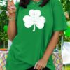 St Patricks Day Shirt Women: Oversized Shamrock Luckly Clover Tshirt Vintage Irish Green St.Patty's Day Tee Tops