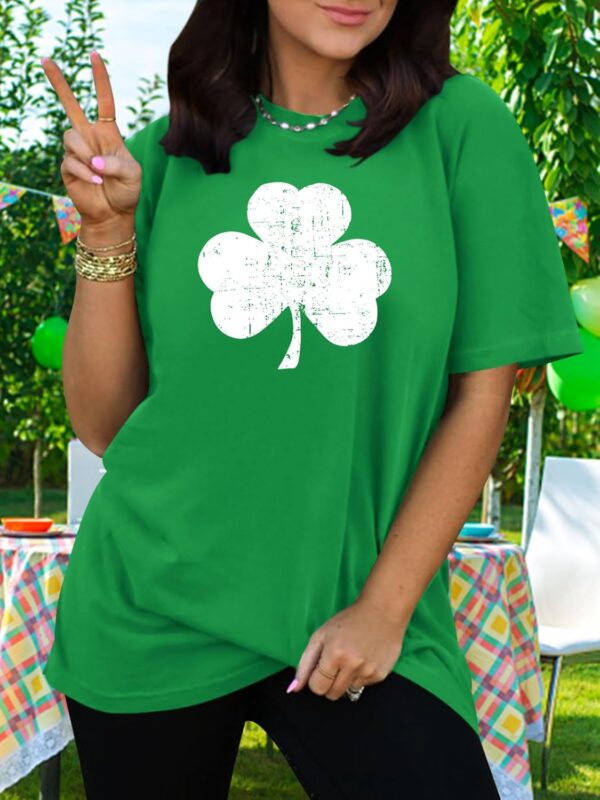 St Patricks Day Shirt Women: Oversized Shamrock Luckly Clover Tshirt Vintage Irish Green St.Patty's Day Tee Tops