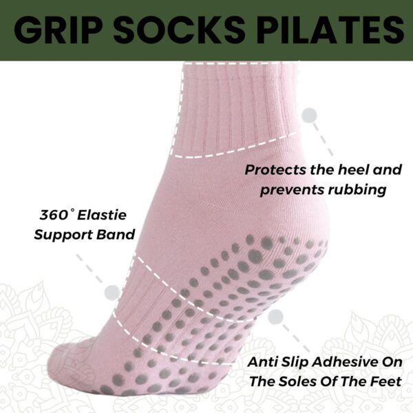 Soxbang 3/6 Pairs Pilates Socks with Grips,Yoga Socks Barre Socks Non Slip Socks Embroidery for Barre Ballet Barefoot Workout