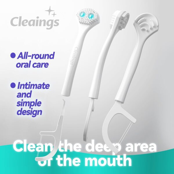 cleaings® 15Pcs Mini Disposable Tongue Brushes with Cleaning Paste Beads and Floss Picks, Tongue Cleaners, Reduce Bad Breath, Tongue Scraper-Mix Flavor (Pack of 5)