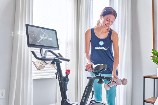 Echelon Smart Connect Fitness Bike + 30-Day Free Membership, Cushioned Seat, Bluetooth, Solid Design, Cycling, Instructors, Classes, 32 Levels
