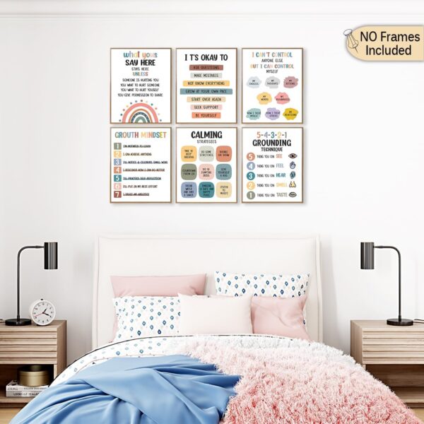Retro Boho Mental Health Posters,Study Matters Wall Art,School Counselor Supplies,Counseling Office Must Haves,Inspirational Positive Poster Home,Office,Classroom Decoration(No frame,8X10 Inch)