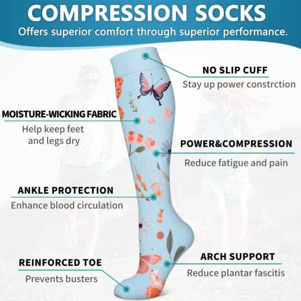 Bluemaple 6 Pack Copper Compression Socks for Women and Men Circulation-Best Support for Medical, Running,Nursing,Athletic