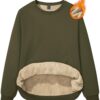 MAGCOMSEN Women's Sherpa Lined Sweatshirts Thermal Casual Crewneck Fleece Pullover Winter Warm Thick Long Sleeve Tops