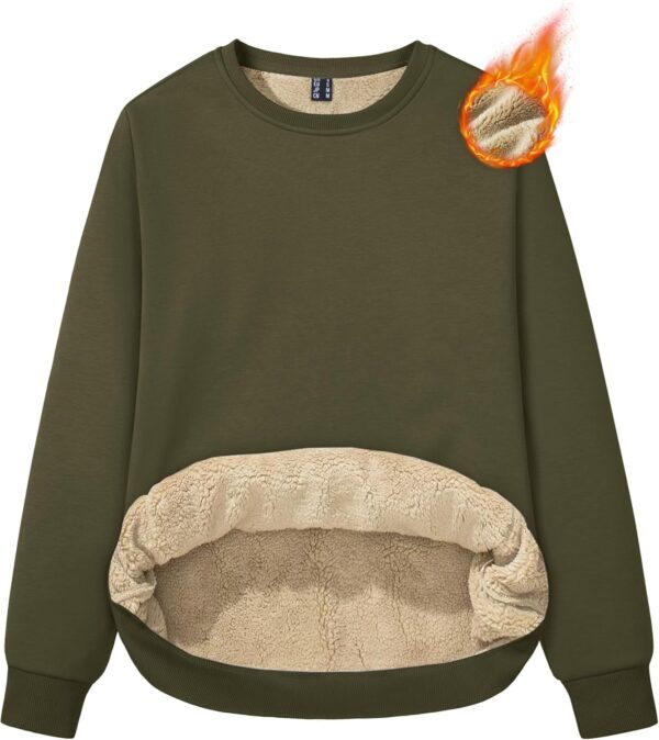 MAGCOMSEN Women's Sherpa Lined Sweatshirts Thermal Casual Crewneck Fleece Pullover Winter Warm Thick Long Sleeve Tops