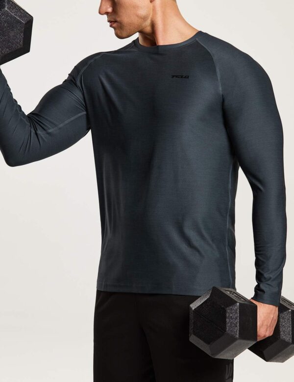 TSLA 3 Pack Men's Long Sleeve Pullover, Dry Fit Running Workout Shirts, Athletic Fitness & Gym Shirt