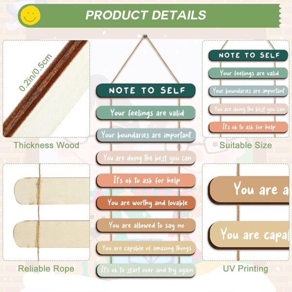 Yookeer Mental Health Reminders Wall Art Decors Positive Psychology Affirmations Wall Decor Wooden Hanging Pediments Inspirational Art for Counseling Therapy Office Students Classroom(Bright Color)