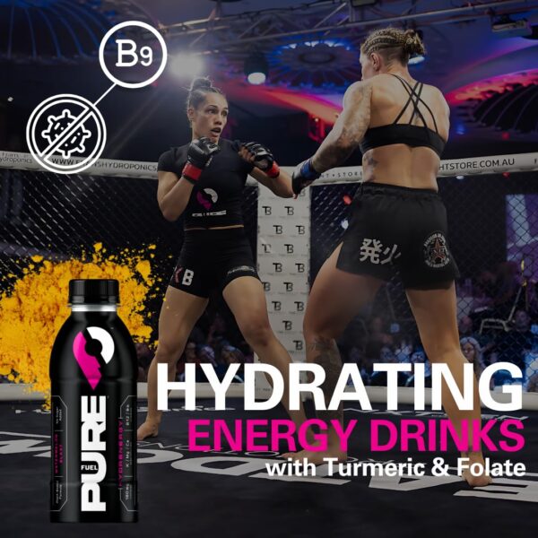 Pure Fuel All Natural Healthy Energy Drink Watermelon Blast – Plant-Based Sports Drink & Pre Workout – No Sucralose – 180mg Natural Caffeine – 12pk x 16.9 fl oz