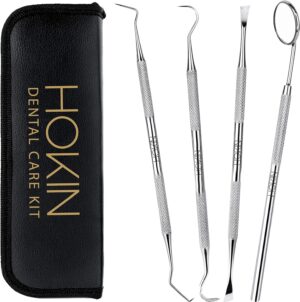 Dental Tools HOKIN Plaque Remover Teeth Cleaning Tool 4 Pcs Dental Care Kit Tooth Filling Repair Set Stainless Steel Dental Tools for Men Women Kids and Pet Care