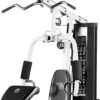 Marcy Home Gym Workout Station with Curl Pad, Lat Pulldown, Leg Developer & Weights, White
