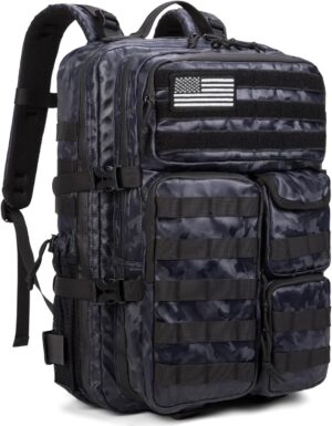 Wotony Tactical Backpack for Men-Military Waterproof Backpack with Multiple Pockets and Tactical Gear for Outdoor Adventures (Camouflage Blue, 19.5 inch-Polyurethane)