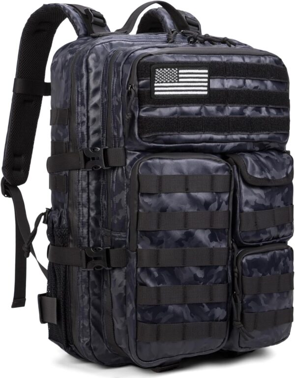 Wotony Tactical Backpack for Men-Military Waterproof Backpack with Multiple Pockets and Tactical Gear for Outdoor Adventures (Camouflage Blue, 19.5 inch-Polyurethane)