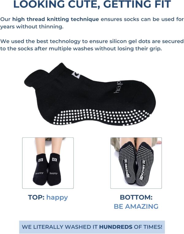 Non-Slip Socks Yoga Barre Pilates Hospital Maternity Sock w/Grips for Women Men 2-Pairs Black