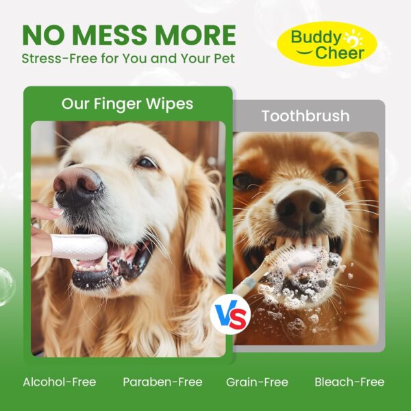 Pet Teeth Cleaning Wipes for Dogs & Cats, Pet Dental Finger Wipes for Dogs, No-Rinse Dog Toothbrush Toothpaste to Reduce Plaque & Tartar, Disposable Dog Tooth Brushing Kit - Mint Flavor - 50 Count