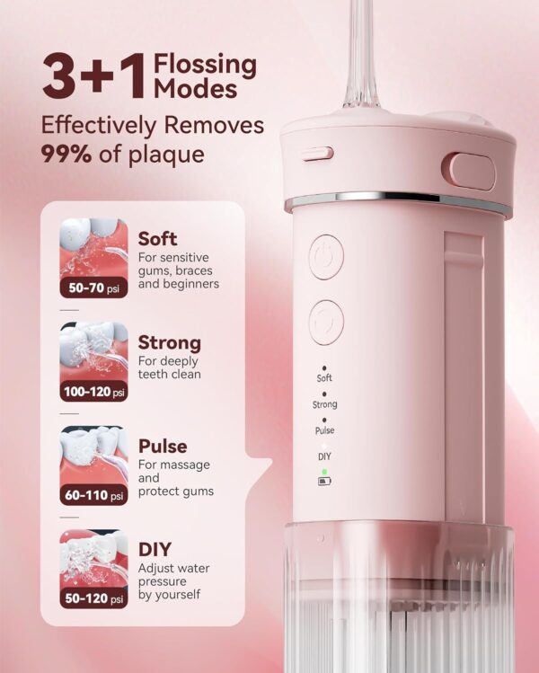 Portable Mini Water Dental Flosser for Teeth Cleaning Pick,Travel Oral Irrigator with Telescopic Water Tank,4 Modes and Waterproof Design-Perfect for Braces,Bridges,Home&Travel Dental Care