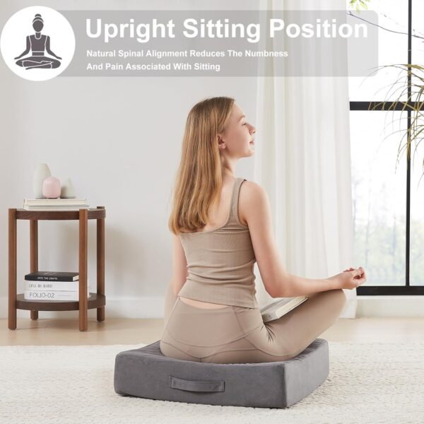 JKMAX 22 inches Floor Pillow for Adults - Large Meditation Cushion with Thick Foam & Soft Tufted Cover - Premium Outdoor Square Floor Cushion Seat - Yoga Pillows for Sitting On Floor - Dark Gray
