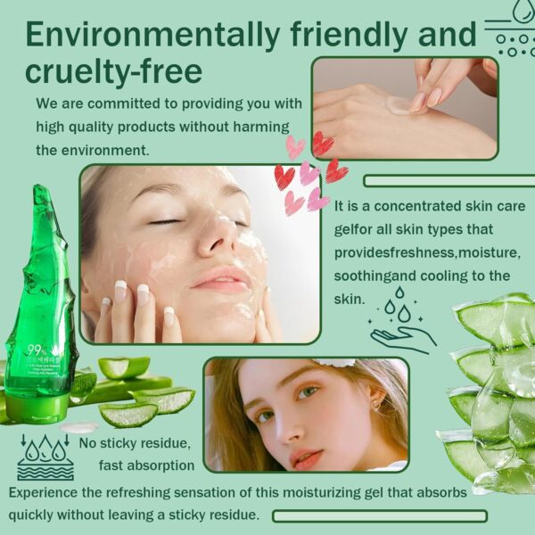 99% Purity Aloe Vera Gel - Hydrating Aloe Vera Gel for Face and Skin,No Sticky Moisturizing Aloe Gel(5 pcs)
