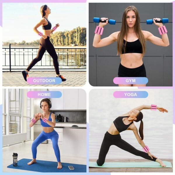 REALIKE Wrist Weights Ankle Weights for Women, Wearable Arm & Leg Weights Set of 2 (1LB Each) Adjustable Silicone Workout Ankle Weights for Walking, Yoga, Pilates,Aerobics,Gym