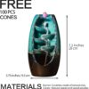 INONE Ceramic Incense Burner with 100 Upgraded Cones, Waterfall Backflow Incense Holder, Aromatherapy Ornament, Zen Decor, Home Decor, Room Decor (Cyan)
