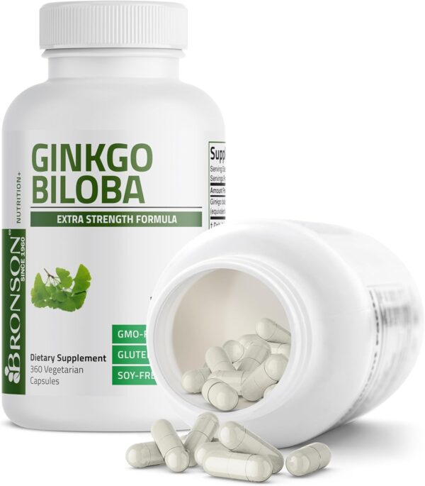 Bronson Ginkgo Biloba Extra Strength Supports Brain Function & Memory Support, 360 Vegetarian Capsules