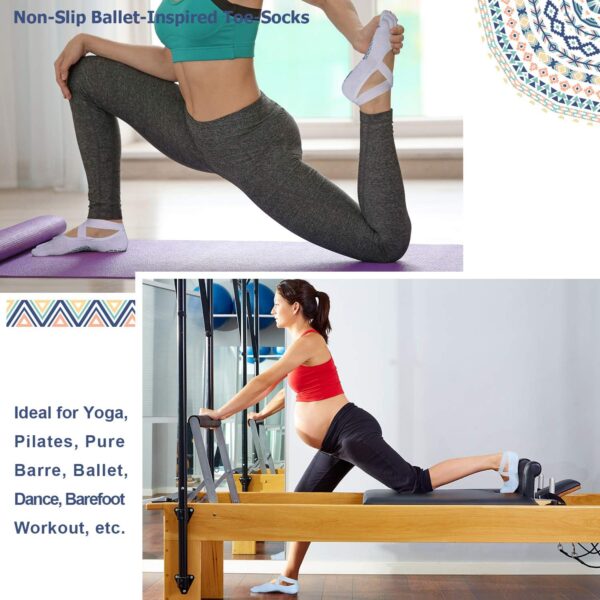 Ozaiic Yoga Socks for Women with Grips, Non-Slip Five Toe Socks for Pilates, Barre, Ballet, Fitness
