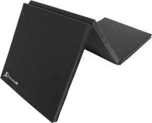 ProsourceFit Tri-Fold Folding Thick Exercise Mat 6’x2’ with Carrying Handles for MMA, Gymnastics Core Workouts, Black