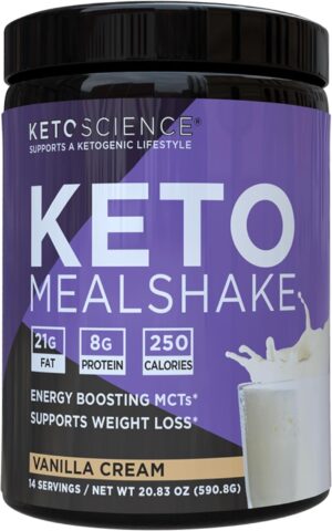 Keto Science Ketogenic Meal Shake Vanilla Dietary Supplement, Rich in MCTs and Protein, Packed with Collagen, Vitamins and Minerals, Keto and Paleo Friendly, Weight Loss, (14 servings), 20.49 Oz