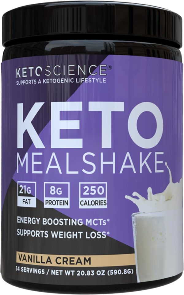 Keto Science Ketogenic Meal Shake Vanilla Dietary Supplement, Rich in MCTs and Protein, Packed with Collagen, Vitamins and Minerals, Keto and Paleo Friendly, Weight Loss, (14 servings), 20.49 Oz