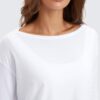 CRZ YOGA Pima Cotton Long Sleeve Workout Shirts for Women Loose Fit Athletic Yoga T-Shirts Casual Boat Neck Fall Tops