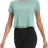 Bestisun Women Short Sleeve Cross Back Workout Crop Tops Backless Yoga Athletic Gym Shirts