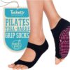 Tucketts Toeless Pilates Socks with Grips for Women, Non-Slip Barre Yoga Socks with Grips for Barefoot Workouts, Sizes 5-13