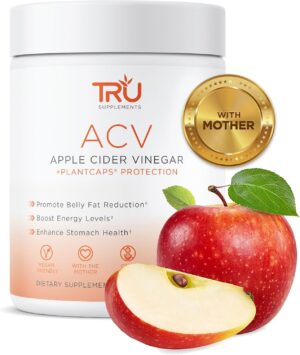 TRU ACV, Apple Cider Vinegar, Organic ACV with The Mother, Improves Digestion and Skin Health, 45 Servings, 1000mg