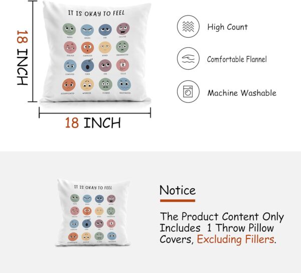 Nogrit Classroom Calming Corner Decor Calm Down Corner Supplies Counseling Office Must Haves Throw Pillow Cover 18X18, Mental Health Decor for Therapy Office Decor Must Haves Therapist Gifts