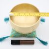 Tibetan Singing Bowl Set, Golden Master Bell Metal Grade, 6 Inches Pure Tone, Very Easy to Sing for Meditation Sound Chakra Yoga Healing, The Be Quiet Bowl by Circle Up (Mallet & Cushion Included)